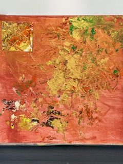 acrylic paint and collage on canvas